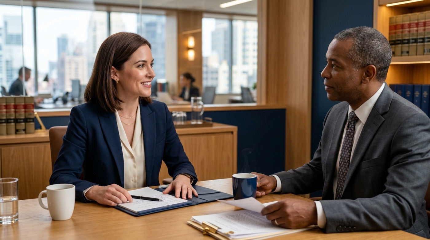 Attorney in a face-to-face consultation with a client